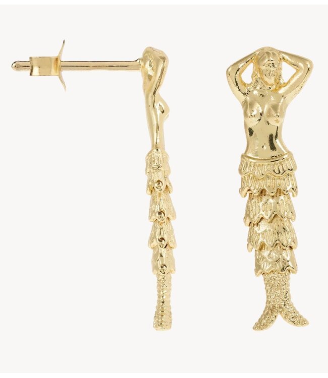 Anna+Nina Oorbel Mermaid Studs Gold Plated