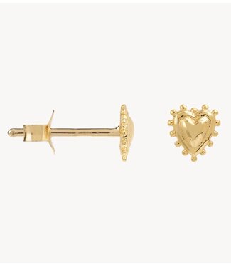 Anna+Nina Oorbel Single Bravery Heart Stud Gold Plated