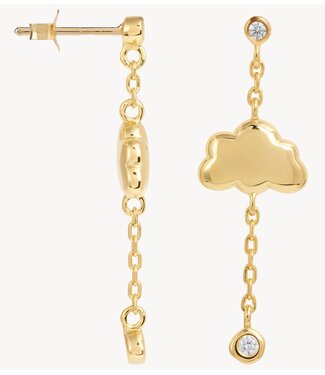 Anna+Nina Oorbel Single Head in the Clouds Stud Gold Plated