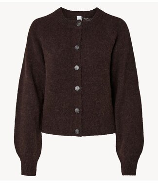 YAS Vest YASJOHI LS WOOL BLEND CARDIGAN S. NOOS Coffee Bean