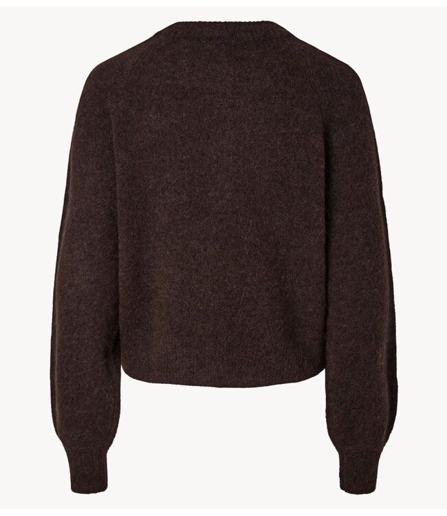 YAS Vest YASJOHI LS WOOL BLEND CARDIGAN S. NOOS Coffee Bean