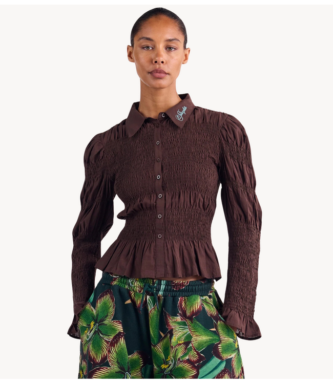 Stieglitz Blouse Andrea Smocked Blouse Brown