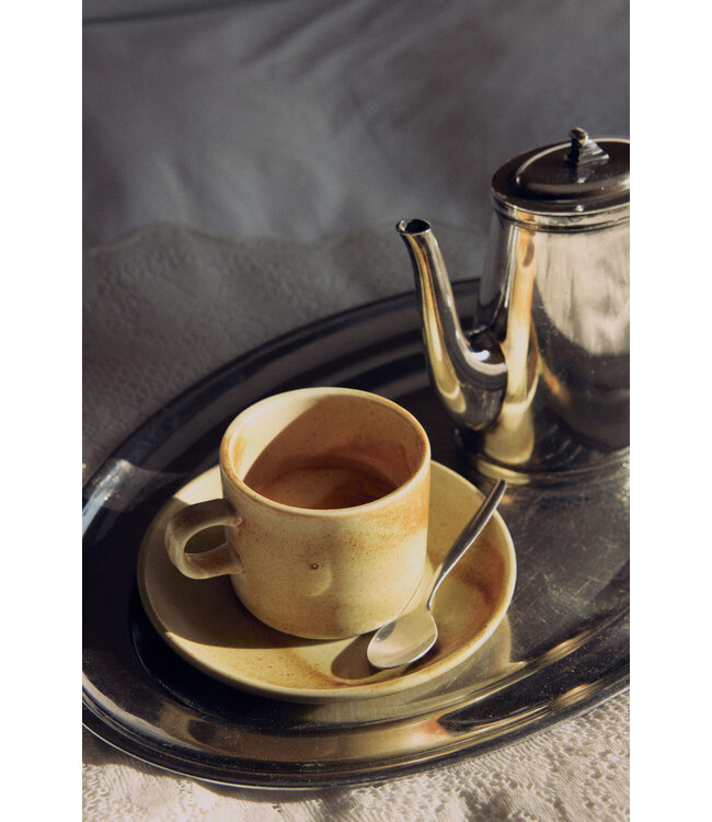 HKLIVING Mok en schotel chef ceramics rustic cream/brown