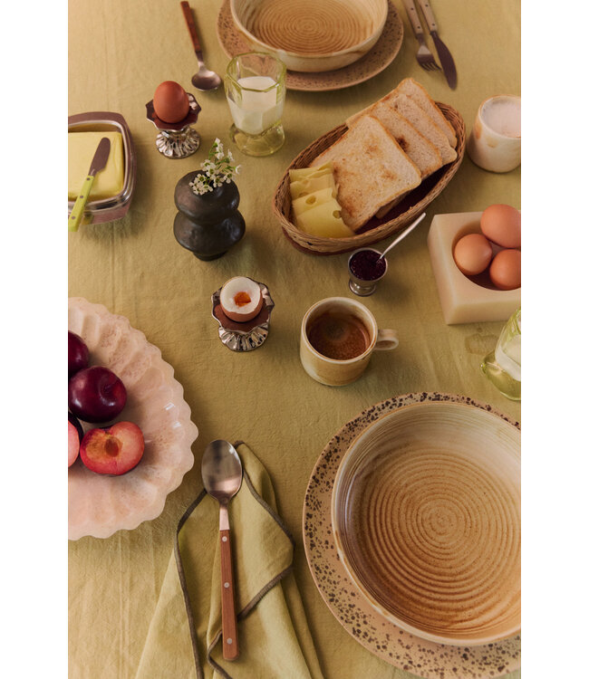 HKLIVING Mok en schotel chef ceramics rustic cream/brown