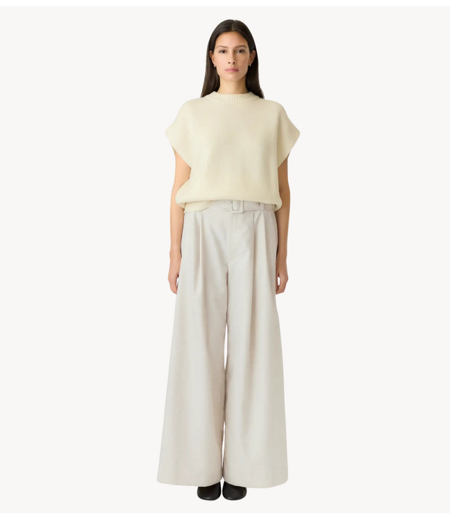 YAS Broek YASALIKKA HW BELTED PANT S. Pristine Melange