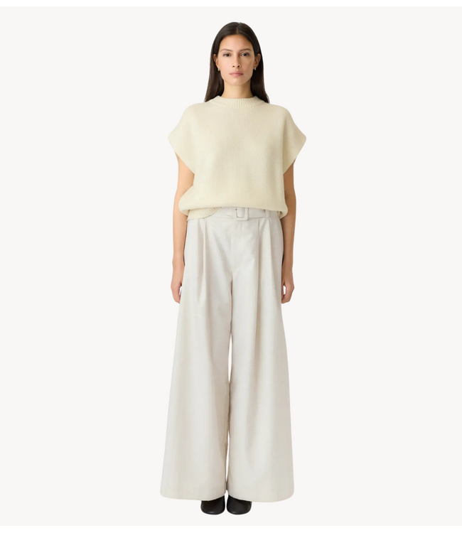 YAS Broek YASALIKKA HW BELTED PANT S. Pristine Melange