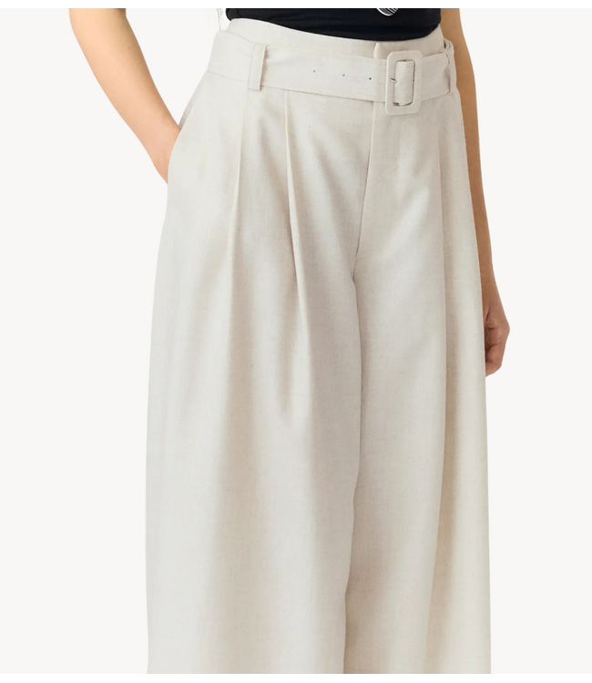 YAS Broek YASALIKKA HW BELTED PANT S. Pristine Melange