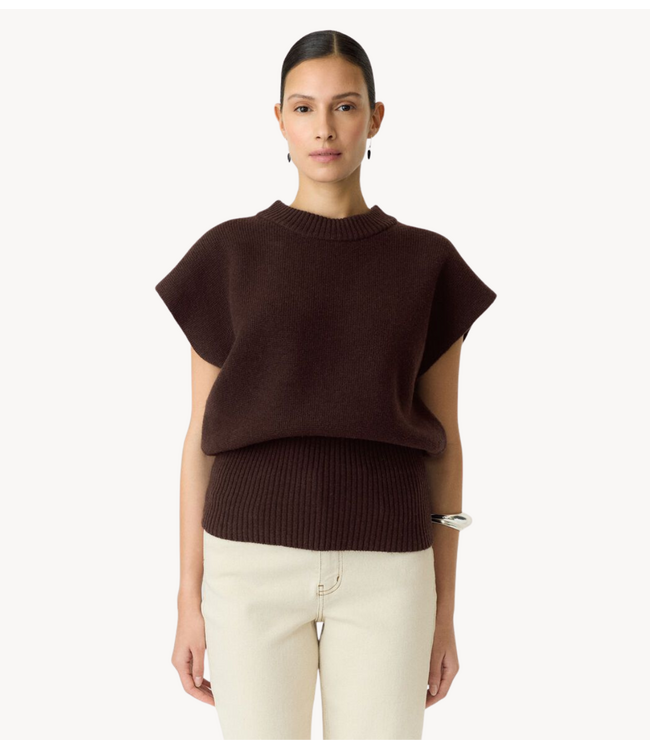 YAS Vest YASESLI SL WOOL BLEND KNIT VEST Coffee Bean