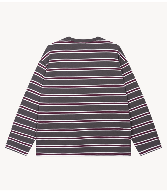 Alix The Label Shirt ladies knitted stripe longsleeve t-shirt antracite