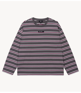Alix The Label Shirt ladies knitted stripe longsleeve t-shirt antracite