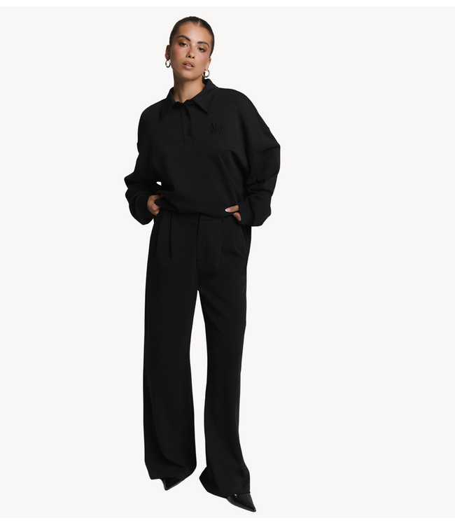 Alix The Label Broek ladies knitted pleated pants black
