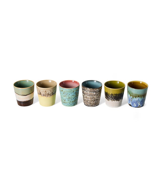 HKLIVING Mok 70s ceramics: coffee mugs, indulgence (set of 6)