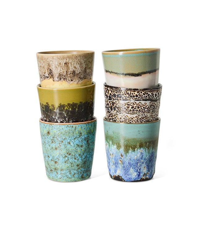 HKLIVING Mok 70s ceramics: coffee mugs, indulgence (set of 6)