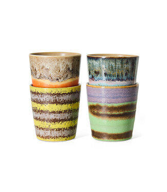 HKLIVING Mok 70s ceramics: coffee mugs, funky (set of 4)