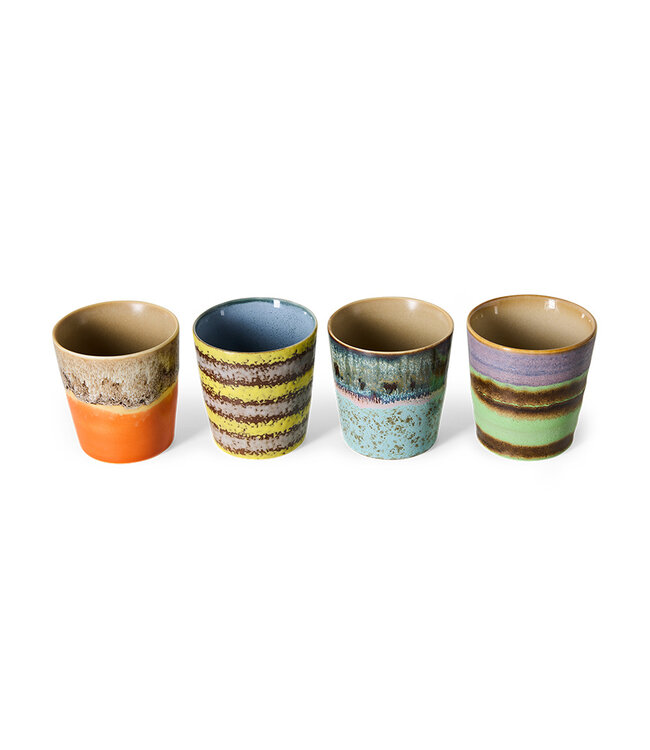 HKLIVING Mok 70s ceramics: coffee mugs, funky (set of 4)