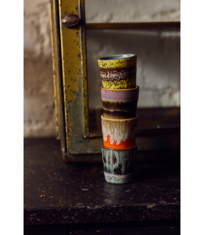 HKLIVING Mok 70s ceramics: coffee mugs, funky (set of 4)
