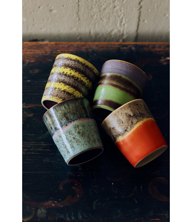 HKLIVING Mok 70s ceramics: coffee mugs, funky (set of 4)