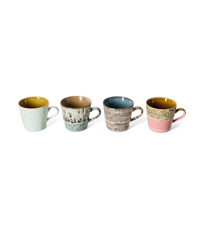 HKLIVING Mok 70s ceramics: cappuccino mugs, me-time (set of 4)
