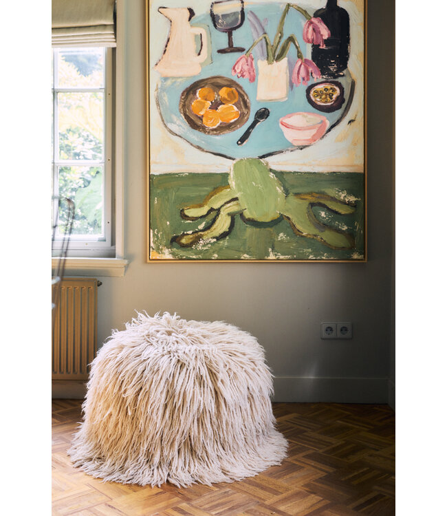 HKLIVING Poef Shabby pouf, beige