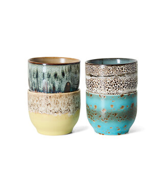 HKLIVING Kopje 70s ceramics: café cups, abundance (set of 4)