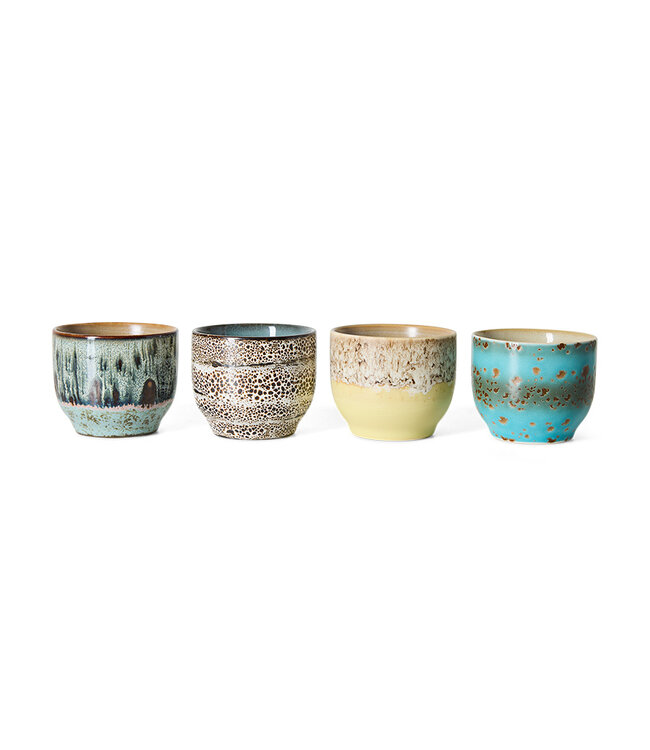 HKLIVING Kopje 70s ceramics: café cups, abundance (set of 4)