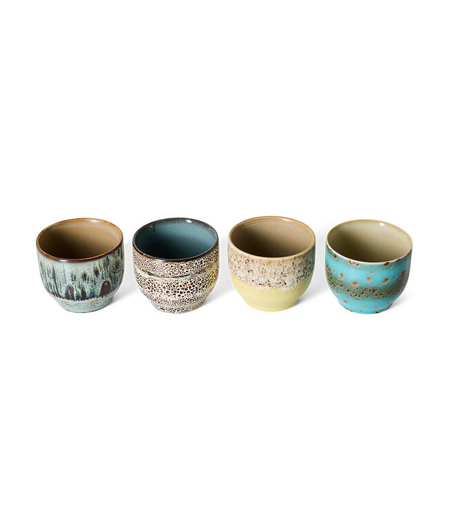 HKLIVING Kopje 70s ceramics: café cups, abundance (set of 4)