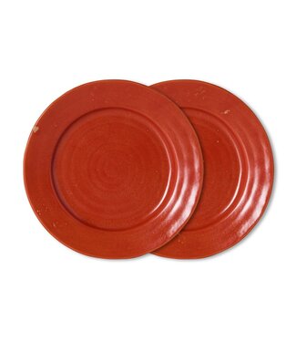 HKLIVING Borden Farmhouse ceramics: side plates, red (set of 2)