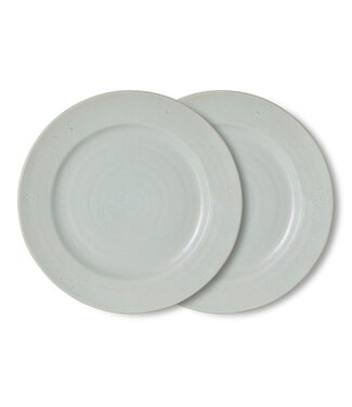 HKLIVING Borden Farmhouse ceramics: dinner plates, pale blue (set of 2)