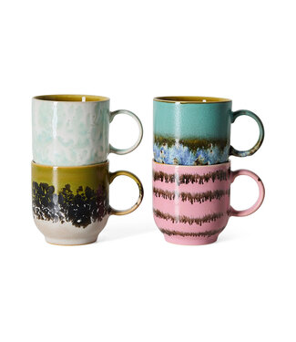 HKLIVING Mok 70s ceramics: café mugs, calming (set of 4)