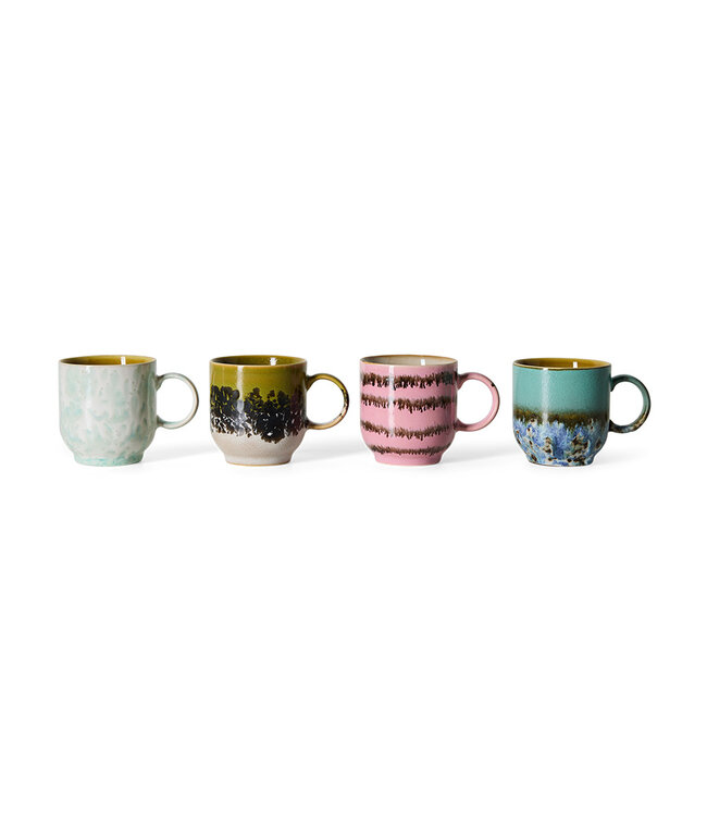 HKLIVING Mok 70s ceramics: café mugs, calming (set of 4)