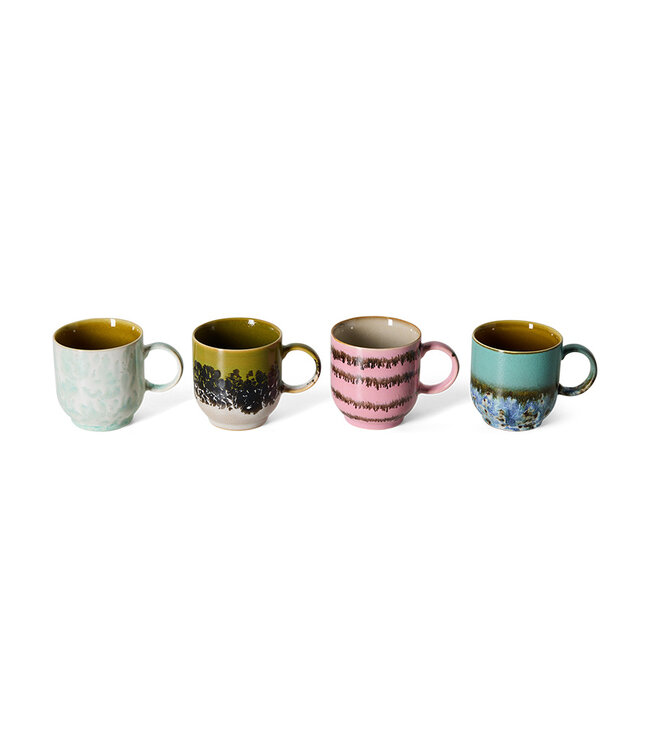 HKLIVING Mok 70s ceramics: café mugs, calming (set of 4)