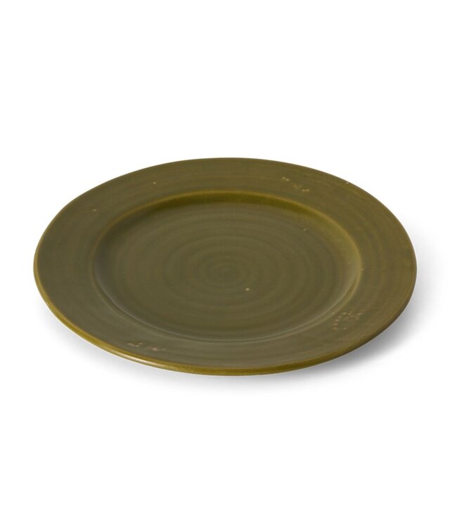 HKLIVING Borden Farmhouse ceramics: dinner plates, moss (set of 2)