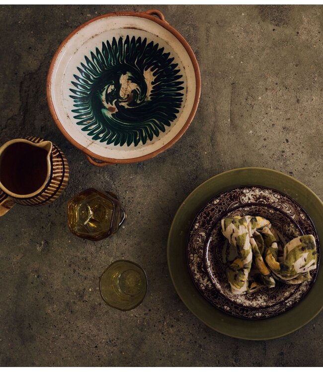 HKLIVING Borden Farmhouse ceramics: dinner plates, moss (set of 2)