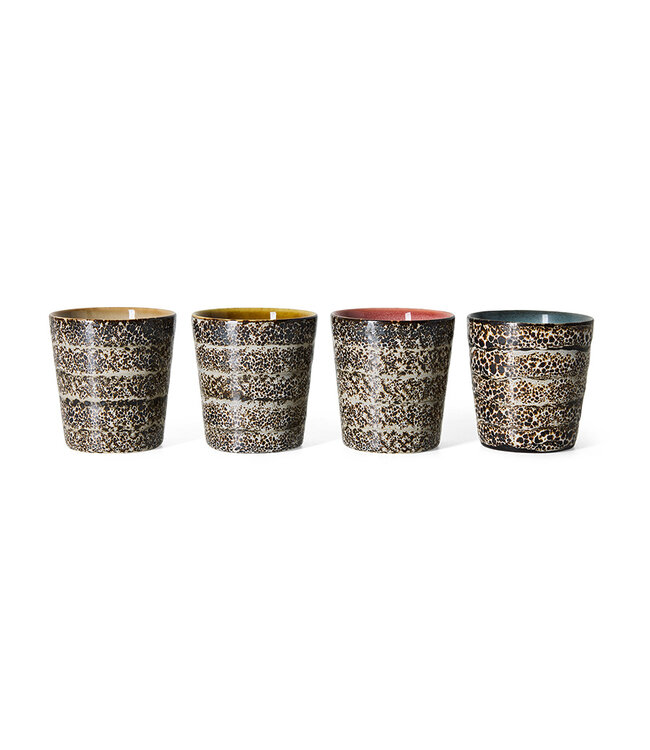 HKLIVING Mok 70s ceramics: coffee mugs, brew variation (set of 4)