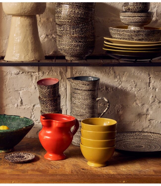 HKLIVING Kom Farmhouse ceramics: small bowls, ochre (set of 4)