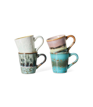 HKLIVING Mok 70s ceramics: espresso mugs, softness (set of 4)