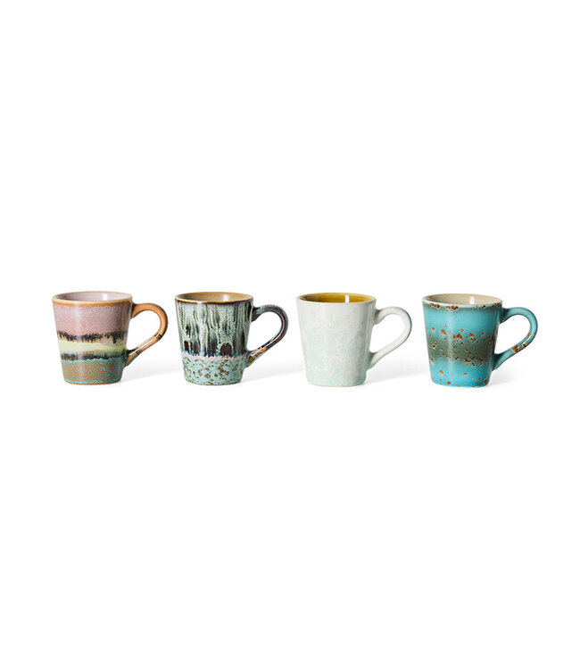HKLIVING Mok 70s ceramics: espresso mugs, softness (set of 4)