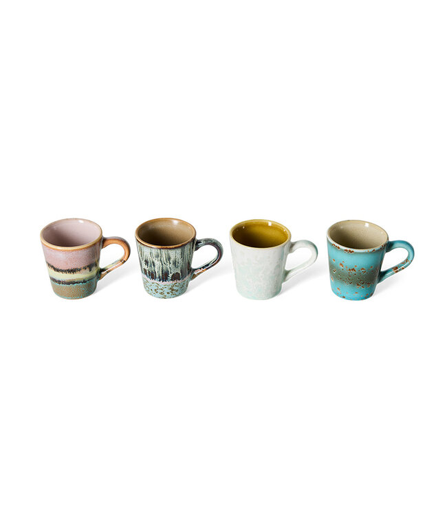 HKLIVING Mok 70s ceramics: espresso mugs, softness (set of 4)