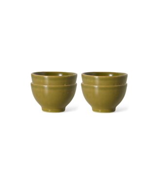 HKLIVING Kom Farmhouse ceramics: XS bowls, moss (set of 4)