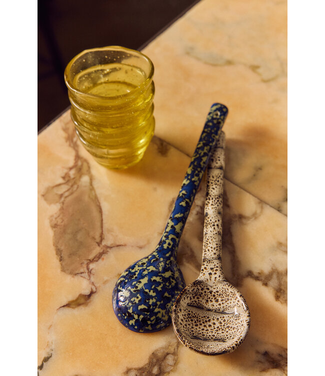 HKLIVING Opscheplepel 70s ceramics: serving spoons, blues (set of 2)