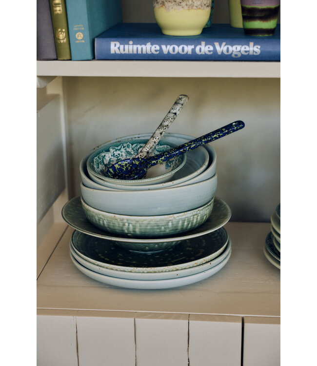 HKLIVING Opscheplepel 70s ceramics: serving spoons, blues (set of 2)