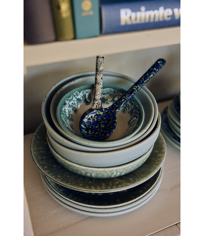 HKLIVING Opscheplepel 70s ceramics: serving spoons, blues (set of 2)