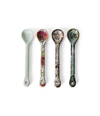 HKLIVING Lepels 70s ceramics: spoons M, marine (set of 4)