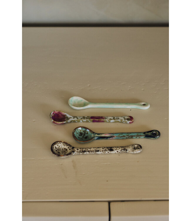 HKLIVING Lepels 70s ceramics: spoons M, marine (set of 4)