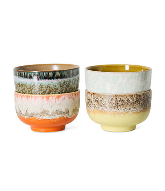 HKLIVING Kom 70s ceramics: noodle bowls, sunset (set of 4)