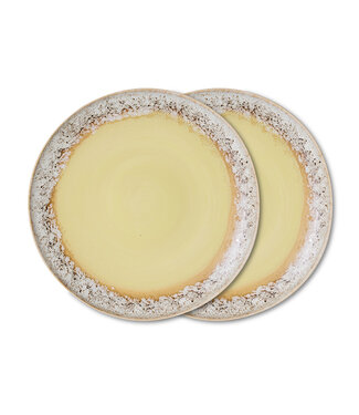 HKLIVING Borden 70s ceramics: dinner plates, custard (set of 2)