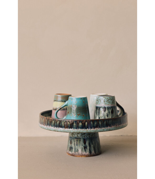 HKLIVING Schaal op voet 70s ceramics: bowl on base, birthstone