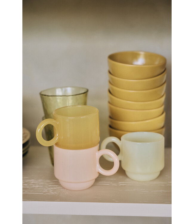 HKLIVING Koffieglas Coffee mugs glass, soft pink (set of 4)