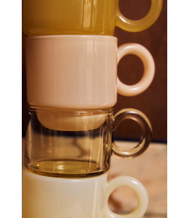 HKLIVING Koffieglas Coffee mugs glass, soft yellow (set of 4)