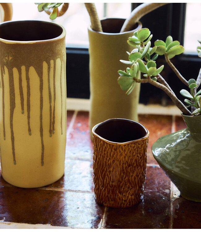 HKLIVING Vloerkleed Rugged vase, burnt caramel